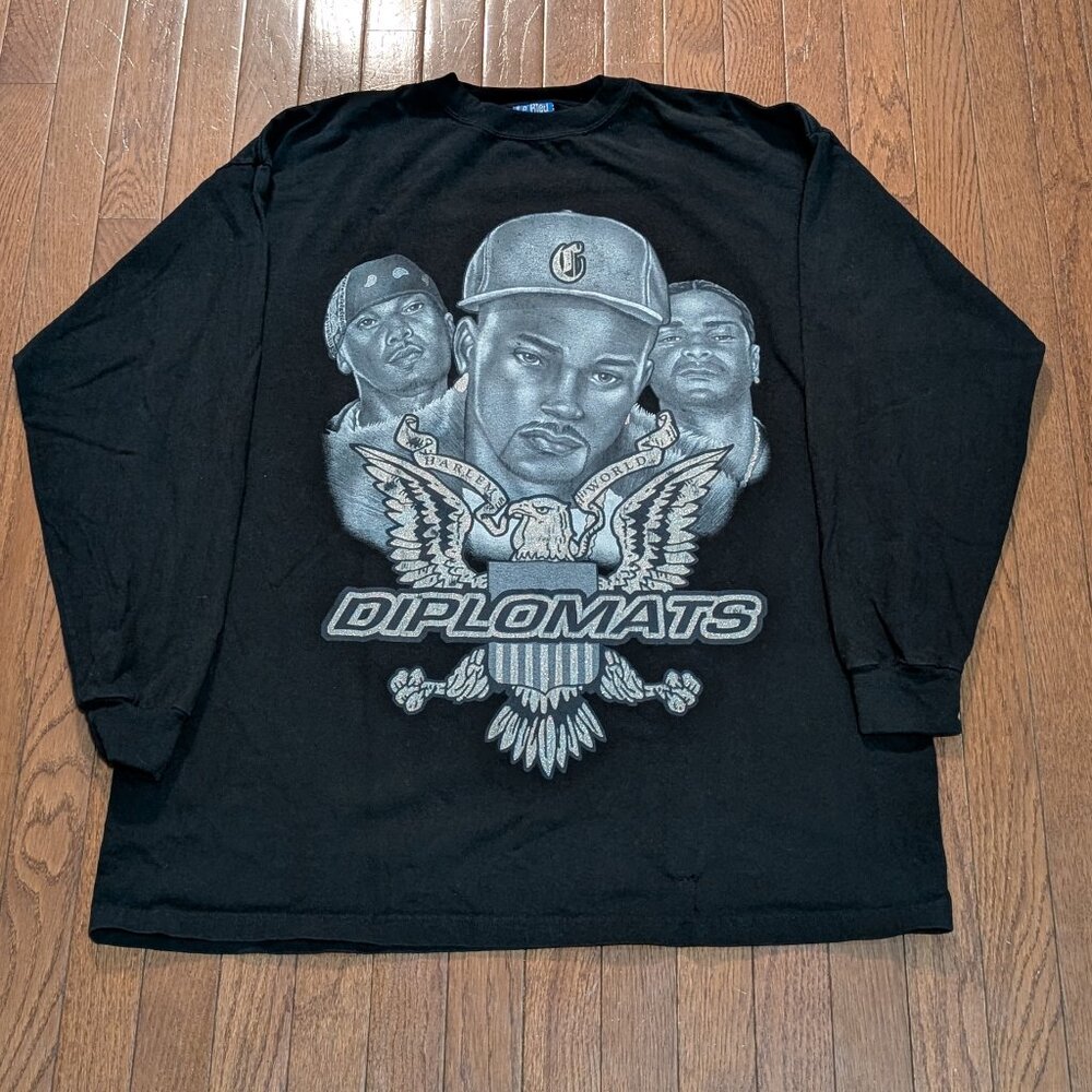 Vintage Dipset Diplomats Long Sleeve Rap T Shirt NYC Camron Juelz Jim Jones XL